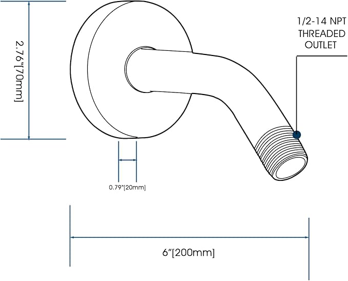 6 Inch Shower Arm with Flange and Stabilizer Bracket, Wall Mounted Shower Pipe Arm 304 Stainless Steel For Fixed Shower Head & Handheld Showerhead, Brushed Nickel