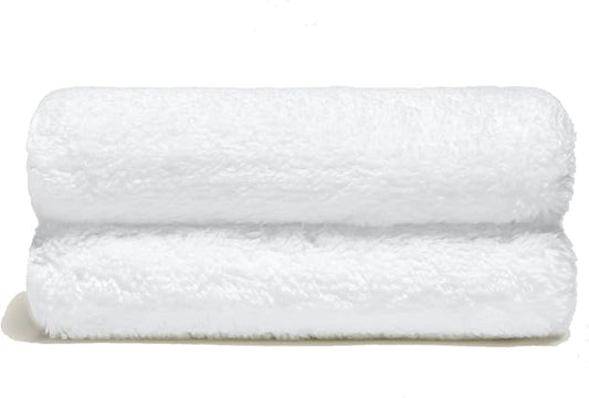 Italic Ultraplush Australian Cotton Washcloths - Set of 2 Luxury Plush Face Wash Cloths, Soft and Absorbent 800 GSM 100% Cotton Washcloth for Bathroom, Spa, Gym, Face and Body (White)