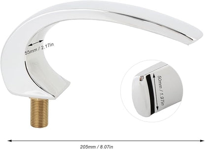 Asixxsix Waterfall Tub Spout, Rounded Curve Wall Mount Tub Filler G1/2 Male Thread Easy Installation Bathroom Tub Faucet Replacement for Spas Massage Bathtubs Regular Bathtubs