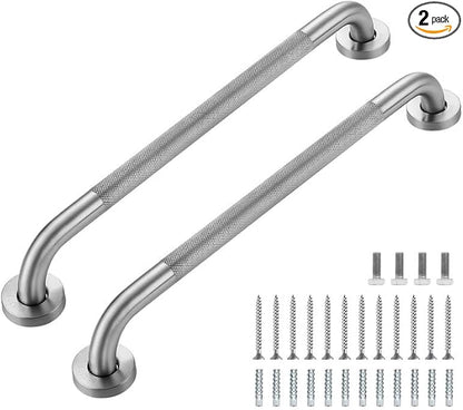 Grab Bars for Shower, 2 Pack 20-Inch Anti Slip Shower Handles for Elderly, Stainless Steel Handicap Grab Bars for Bathroom, Toilet (Brushed Nickel, 1" Diameter)