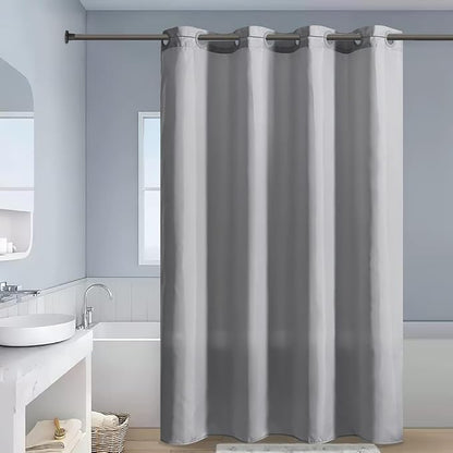 Furlinic No Hook Extra Wide Shower Curtain,Polyester Fabric Shower Curtain Liner with 14 Plastic Split Grommets,Hotel Style Machine Washable & Waterproof Curtains for Bathroom,Light Grey 108x72 Inch