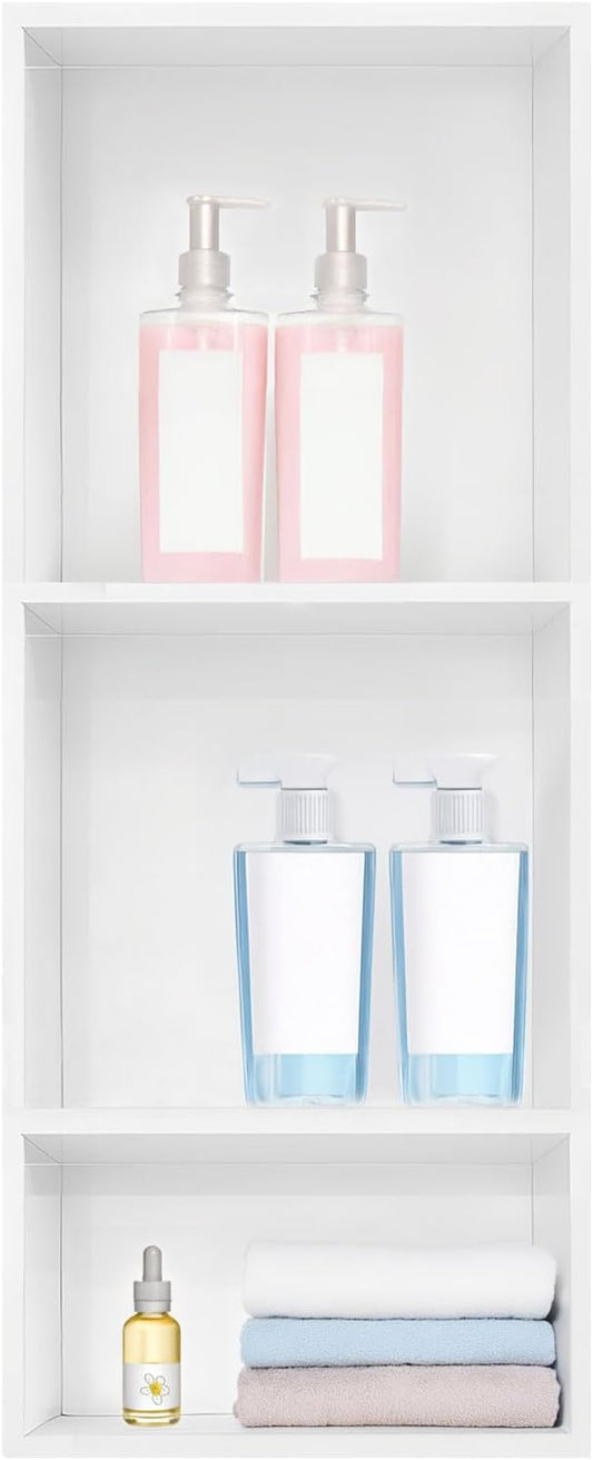 Shower Niche,12 * 30 Stainless Steel Elegant Bathroom Niche, No Tile Needed Recessed Shower Shelf Organizer for Storage,White