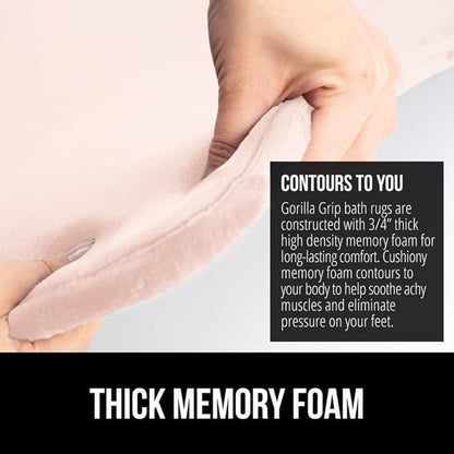 GORILLA GRIP Memory Foam Bath Mat, Soft Absorbent Velvet Bathroom Mats, Durable Dots on Underside, Machine Washable Bathmat, Carpet Rug Room Decor for Shower Tub Floor RV, 30x20 Rugs, Pink