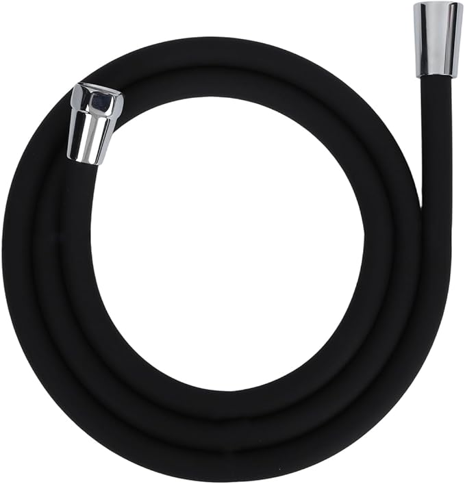 59 Inches Shower Hose Ultra-Soft Silicone Shower Hose Extension Anti-Kink Designed Long Handheld Shower Head Hose Replacement with Brass Insert and Nut Black