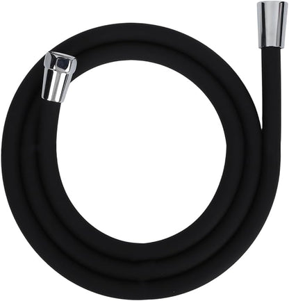 59 Inches Shower Hose Ultra-Soft Silicone Shower Hose Extension Anti-Kink Designed Long Handheld Shower Head Hose Replacement with Brass Insert and Nut Black