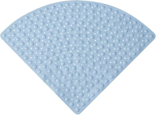Mrcrypos Corner Shower Mats 31 x 31 Inches Bath Mat with Suction Cups and Drain Holes, Quick Dry Anti Slip Bathmat Machine Washable Shower Stall Mats for Bathroom, Baby Blue