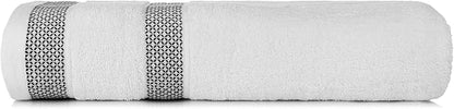CASA COPENHAGEN® Solitaire Mix 6 Pieces Towel Set- White + Pine Grey, 600 GSM 2Bath Towel 2Hand Towel 2Washcloth, Designed in Denmark Made of Soft Egyptian Cotton for Bathroom, Kitchen & Shower