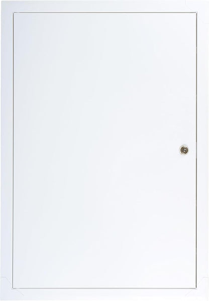 16" x 24" Lockable White Metal Access Panel. Service Shaft Door Panel with Key. Plumbing, Electricity, Heating, Alarm Wall Access Panel for Drywall. Bathroom Services Access Hole Cover.