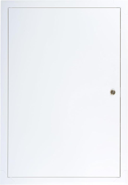 16" x 24" Lockable White Metal Access Panel. Service Shaft Door Panel with Key. Plumbing, Electricity, Heating, Alarm Wall Access Panel for Drywall. Bathroom Services Access Hole Cover.
