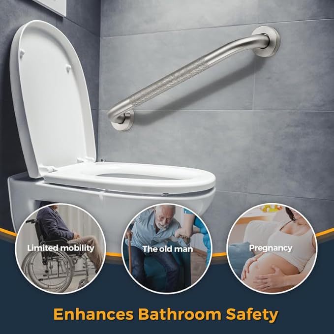 Grab Bars for Shower, 1 Pack 36-Inch Anti Slip Shower Handles for Elderly, Safety Shower Grab Bar, Stainless Steel Handicap Grab Bars for Bathroom,Toilet (Brushed Nickel, 1" Diameter)