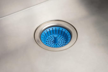 Kitchen Sink Strainer 3.25" - Dripsie Anti-Clog Food Catcher, Flexible Drain Basket, Dishwasher Safe, Standard Fit, Made in USA(1-Pack Blue)