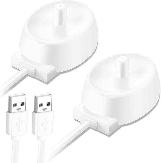 2 Pack Charger Replacement for Oral B Electric Toothbrush IO Series 3 4 5 6, 3757, USB Inductive Charging Base Waterproof Power Cord Cable