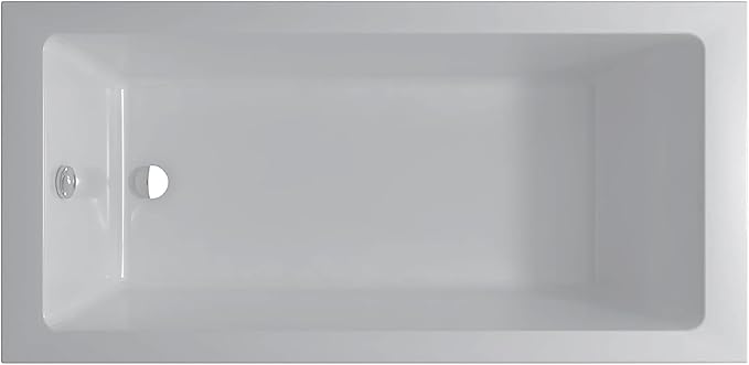 Fine Fixtures Drop In White Soaking Bathtub, Fiberglass Acrylic Material, 72"L x 36"W x 19"H