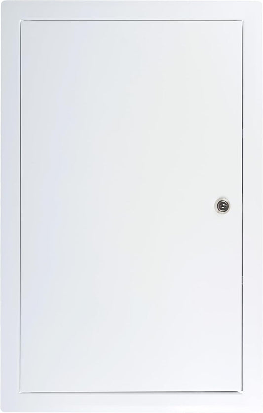 12" x 20" Lockable White Metal Access Panel. Service Shaft Door Panel with Key. Plumbing, Electricity, Heating, Alarm Wall Access Panel for Drywall. Bathroom Services Access Hole Cover.