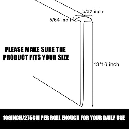 Shower Bottom Waterproof Door Rubber Sweep Trim Black Seal for Home Bathroom, 108 x 13/16 x 5/32 Inch Tee Insert Shape (Grey)