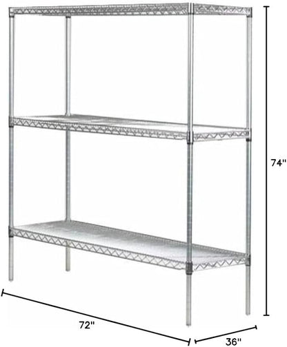 Omega 36" Deep x 72" Wide x 74" High 3 Tier Gray Starter Shelving Unit