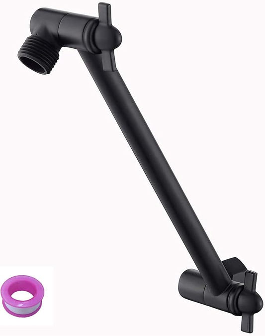12 Inch Shower Head Extension Arm Matte Black.Solid Brass Adjustable Shower Arm Extension. Lower Or Raise Any Rain Or Handheld Showerhead To Your Height & Angle – Universal Connection