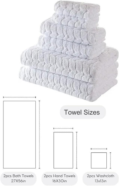 BAGNO MILANO Turkish Bath Towels, Soft Plush Jacquard Luxury Bath Towels, Quick Dry Towel Set (Cream, 6 pcs Towel Set)