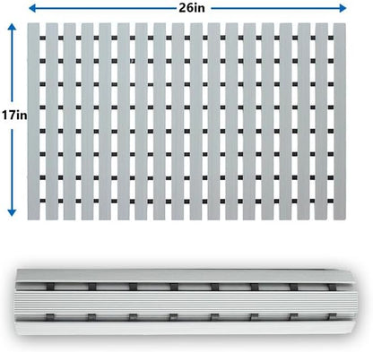 Bath Mat Non Slip Shower Mat Bathtub with Drain Holes and Heavy Duty Rubber No Suction Cups Sturdy Shower Stall Tub Mat for Bathroom, Shower Floor, Pool, SPA, (Grey, 17"x26")