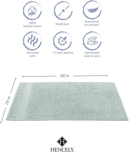 Hencely Luxury Hand Towel - Set of 2 (16x28 Inches) - Soft Turkish Cotton, Absorbent, Quick-Drying Face, Body, Kitchen, and Bathroom Towel (Hand Towels 2 Pack, Light Green)