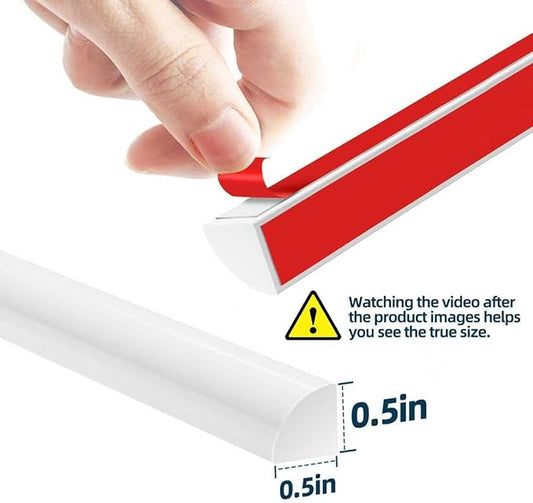 120Inch Flexible Quarter Round Molding Trim, White Self Adhesive Wall Trim Mini Peel and Stick Rubber Trim Molding for Floor, Bathroom, Kitchen, Countertop, 120" L x 0.5" W x 0.5" H