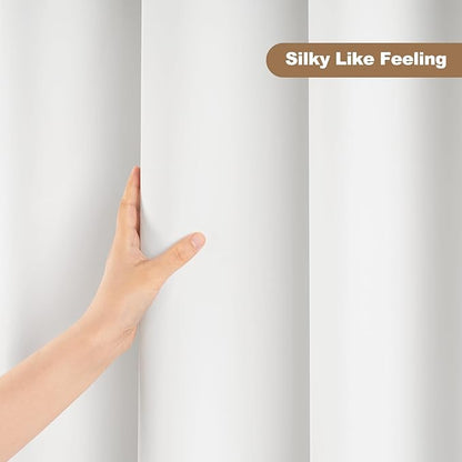 UFRIDAY White Short Shower Curtain Liner Premium PEVA 72 x 66 inch,Heavy Duty Shower Curtain with 3 Weighted Magnets, Plastic Waterproof Grey Shower Curtains for Bathroom with 12 Hooks