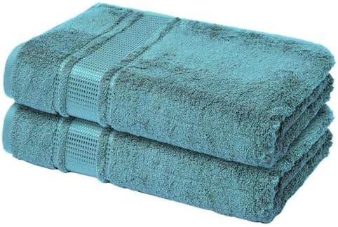 Melissa Linen 2-Piece Turkish Cotton Face & Hand Towels Set, 20 in x 35 in, Absorbent, Quick Dry, Durable & Soft, Spa & Hotel Quality, Maldive Green