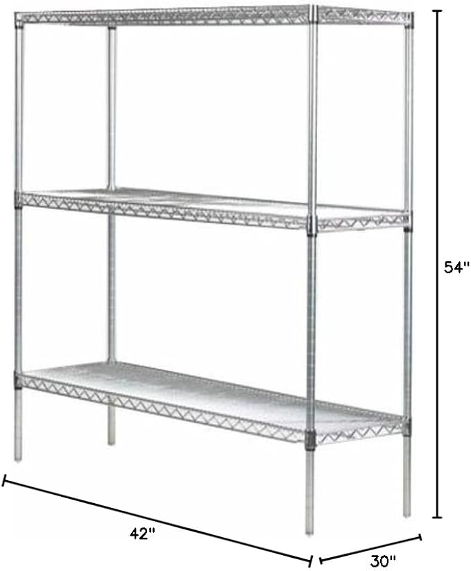 Omega 30" Deep x 42" Wide x 54" High 3 Tier Chrome Starter Shelving Unit