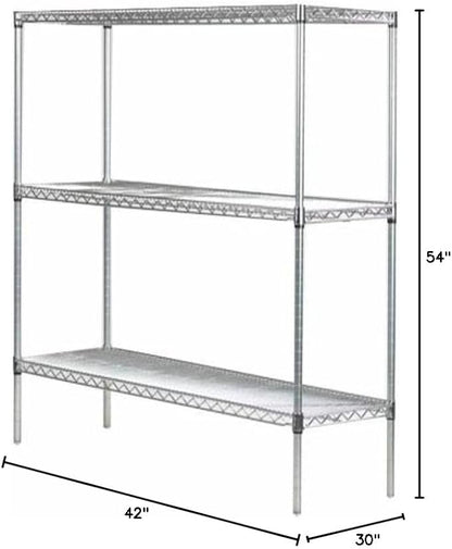 Omega 30" Deep x 42" Wide x 54" High 3 Tier Chrome Starter Shelving Unit