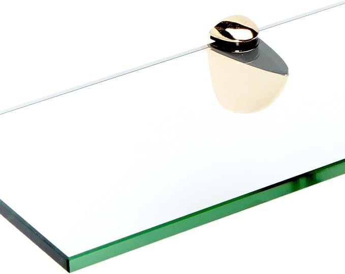 Spancraft Glass P-6x33-Brass Peacock Glass Shelf, 6" x 33", Brass
