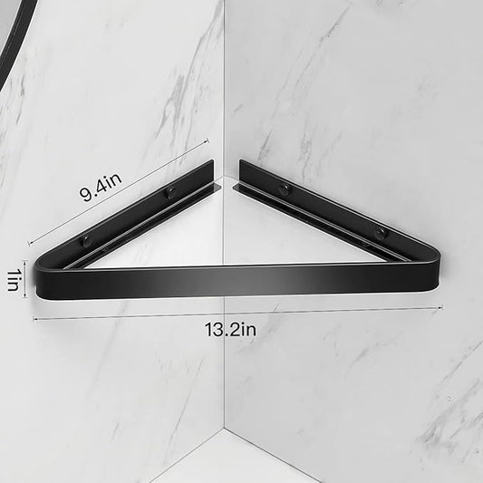 VOLPONE Bathroom Shelves Wall Mounted Glass Corner Shower Shelf for Bathroom Floating Shelf Tempered Glass Wall Organizer 2-Tier(Black)