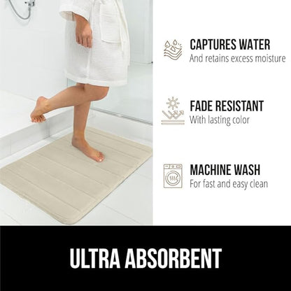 GORILLA GRIP Memory Foam Bath Mat, Soft Absorbent US Designed Bathroom Rug, Gripping Dots Machine Washable Bathmat, Cushioned Floor Mats, Shower Sink Rugs Room Décor Accessories, 60x24 Champagne