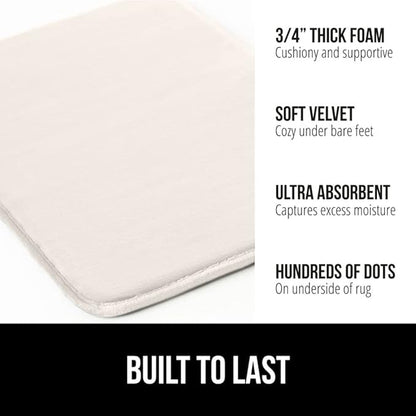 GORILLA GRIP Memory Foam Bath Mat, Soft Absorbent Velvet Bathroom Mats, Durable Dots on Underside, Machine Washable Bathmat, Carpet Rug Room Decor for Shower Tub Floor RV, 48x24 Rugs, Cream
