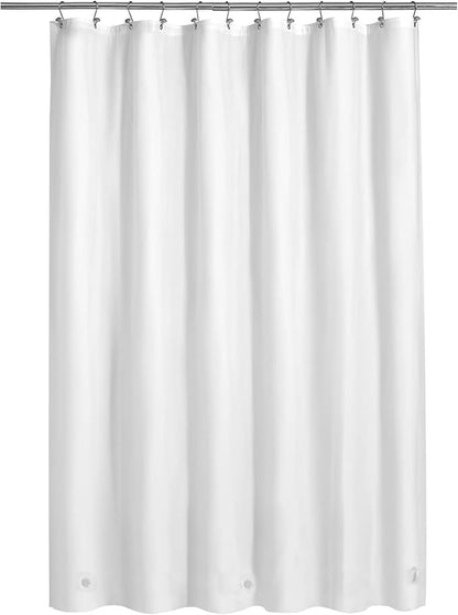 Barossa Design White Shower Curtain Liner - Premium PEVA, BPA & PVC Free, No Chemical Smell, Lightweight Shower Curtain with 3 Magnets, Metal Grommets - White, Standard Size