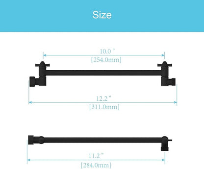 11 Inch Shower Head Extension Arm Matte Black.Solid Brass Adjustable Shower Arm Extension. Lower Or Raise Any Rain Or Handheld Showerhead To Your Height & Angle – Universal Connection