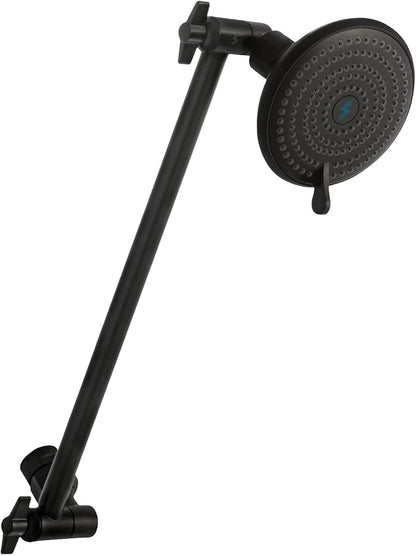 SparkPod 16" Solid Brass Shower Head Extension Arm - Flexible Height & Angle Adjustable Shower Arm Extension for Rain Showerheads with Sturdy Lock - Universal Pipe Connection (Midnight Black Matte)