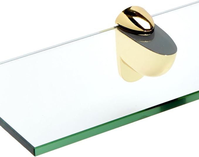 Spancraft Glass H-6x27-Brass Heron Glass Shelf, Brass, 6" x 27"