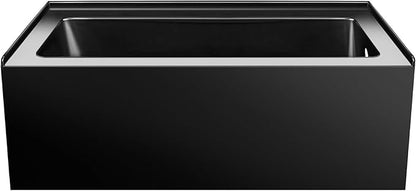 Fine Fixtures Acrylic, Fiberglass Alcove Soaking Bathtub with Integral Apron Front in Glossy Black - Right Hand Drain, 54" x 30"