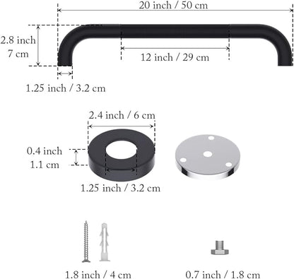 20 Inch Anti Slip Shower Grab Bar Oil Rubbed Black 1.25" Diameter,Munzong Bathroom Grab Bar, Knurled Bathroom Balance Bar,Safety Hand Rail Support Handicap Elderly Senior Assist Bath Handle