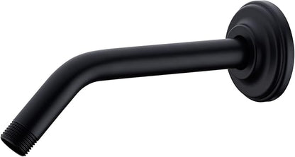 9 Inch Angled Shower Arm with Flange,Wall-Mounted Heavy Duty Stainless Steel, Shower Head Extension Extender Pipe Arm, For Fixed Bathroom Shower Head,Matte Black