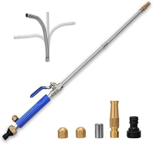 High Pressure Power Washer Sprayer Wand with Flexible Hose Nozzle, 39'' Hydro Jet Power Washer Cleaning Tool, Wand Lance for Gutter Patio Car Pet Window Glass Blue