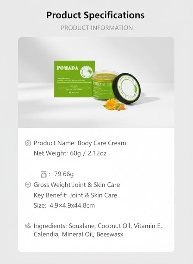Body Care Cream for Joint & Skin Recovery, Moisturizing Balm with Squalane & Coconut Oil, All-Day Comfort, Non-Greasy Formula, for Dry & Rough Skin, 2.12oz (1)