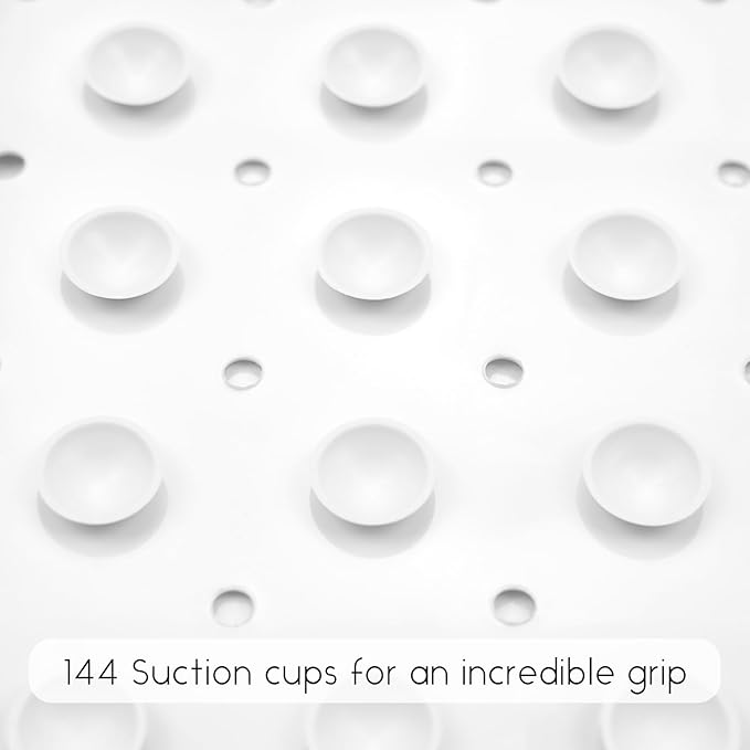 Bathtub Mat Non Slip, Shark Square Bath tub Mat Shower Floor Mat with Suction Cups for Adults Kids Elderly 21 X 21 Inch