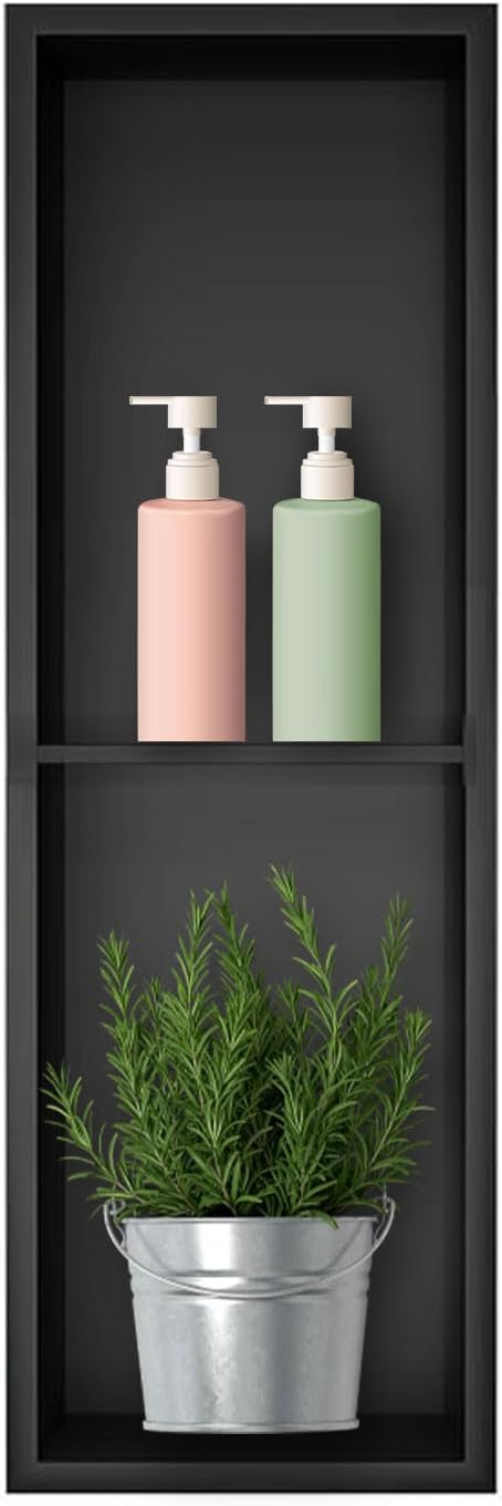 Shower Niche, Stainless Steel Elegant Bathroom Niche, No Tile Needed Recessed Shower Shelf Organizer for Storage