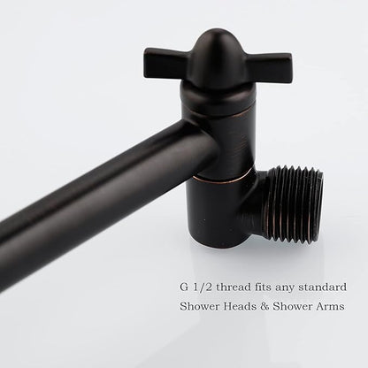 Shower Arm Extension, Solid Brass Shower Extender with Lock Joints, Lower or Raise Rain or Handheld Shower Head to Your Height & Angle (5 Inch, Oil Rubbed Bronze)
