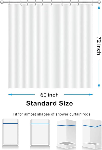 Grey Shower Curtain Liner,PEVA Shower Liner for Bathtubs Waterproof Bathroom Curtain with Weighted Stones 60" W x 72" H Inches