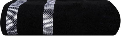 CASA COPENHAGEN Solitaire 2 Piece Bath Sheet Towel Set- Black, 600 GSM Designed in Denmark Made of Soft Egyptian Cotton for Bathroom, Kitchen & Shower