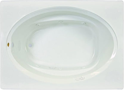 Jacuzzi SIGNATURE Acrylic Drop-In Bathtub, Heated Jet Massage Tub, Slip Resistant, Right Drain Placement, 60" (L) x 42" (W), Oval In Rectangle, Oyster