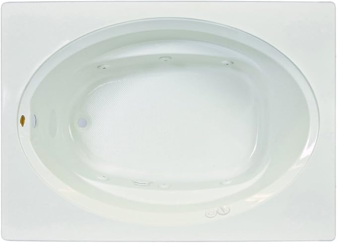Jacuzzi SIGNATURE Acrylic Drop-In Bathtub, Heated Jet Massage Tub, Slip Resistant, Right Drain Placement, 60" (L) x 42" (W), Oval In Rectangle, Oyster