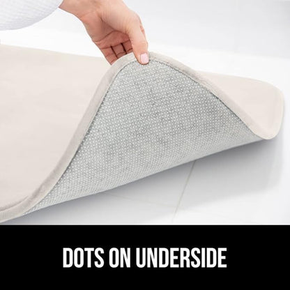GORILLA GRIP Memory Foam Bath Mat, Soft Absorbent Velvet Bathroom Mats, Durable Dots on Underside, Machine Washable Bathmat, Carpet Rug Room Decor for Shower Tub Floor RV, 30x20 Rugs, Cream